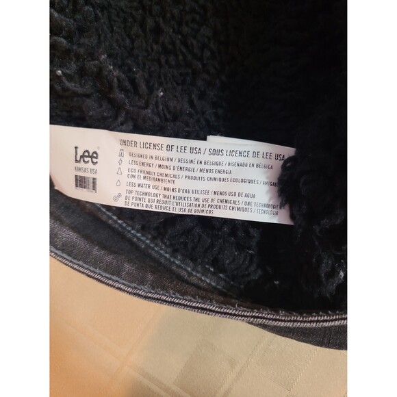 Lee Black Sherpa Lined Jean Jacket Men's Size L Large - Picture 4 of 11